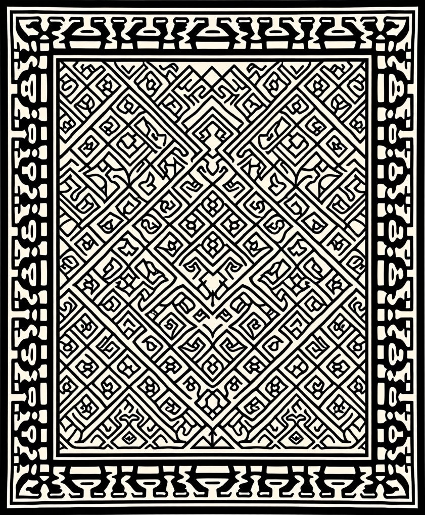Bold Maze Patterned Accent Rug