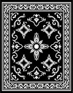 Classic Opulent Black White Filigree Design Rug