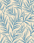 Blue Leaf Line Art Pattern Rug