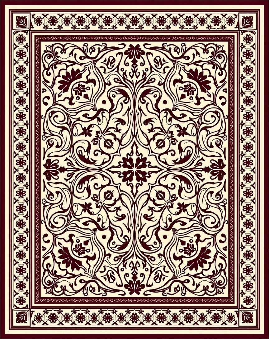 Elegant Floral Scrollwork Pattern Rug