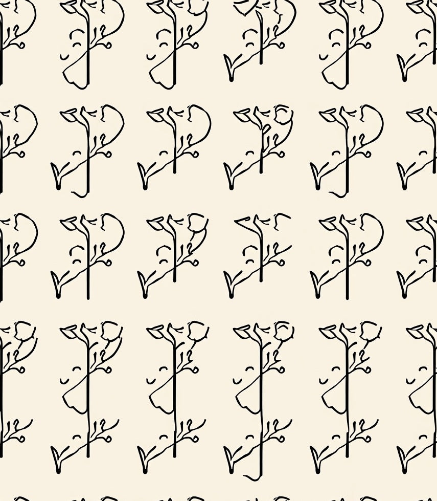 Minimalist Botanical Outline Pattern Rug