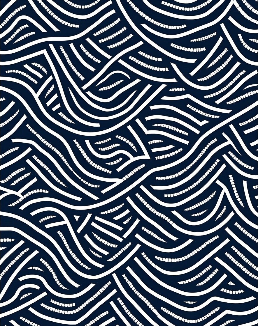 Abstract Wavy Line Pattern Rug