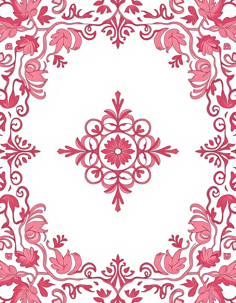 Crimson Floral Medallion Arrangement Rug