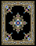Ornate Floral Black Gold Rug