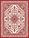 Elegant Red Floral Scroll Pattern Rug
