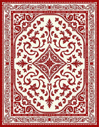 Elegant Red Floral Scroll Pattern Rug