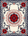 Bold Floral Medallion And Vine Design Rug