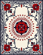 Bold Floral Medallion And Vine Design Rug