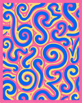 Vivid Blue Pink Yellow Swirl Rug