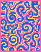 Vivid Blue Pink Yellow Swirl Rug