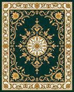 Ornate Teal Gold Floral Medallion Rug