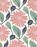Retro Floral Botanical Pattern Rug