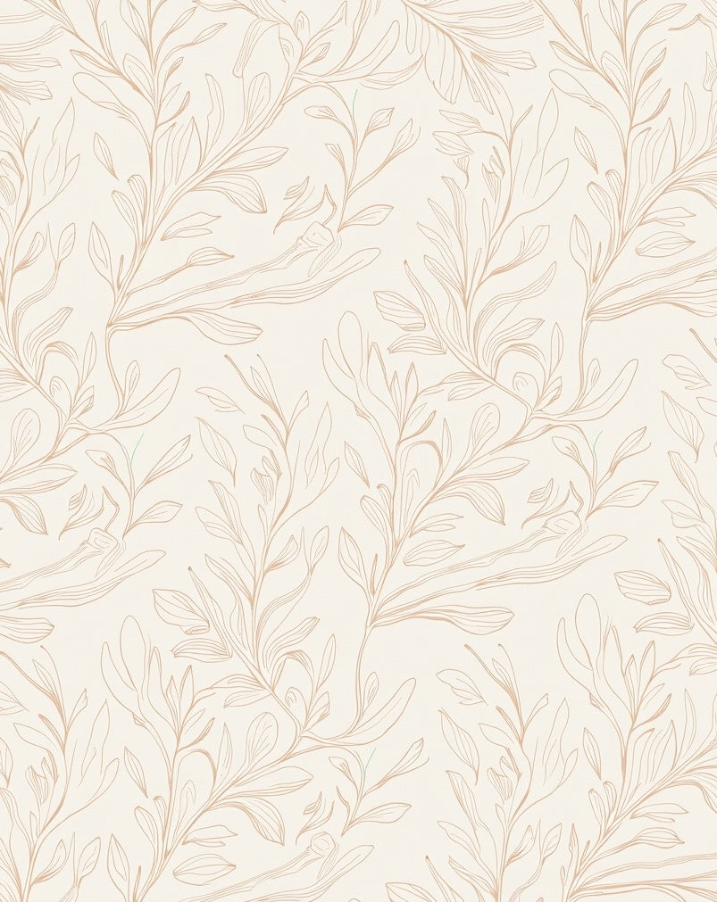Delicate Botanical Outline Cream Rug
