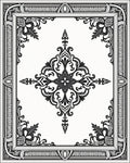 Intricate Black Floral Border Design Rug
