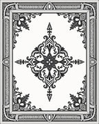 Intricate Black Floral Border Design Rug