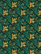 Lush Emerald Gold Floral Pattern Rug