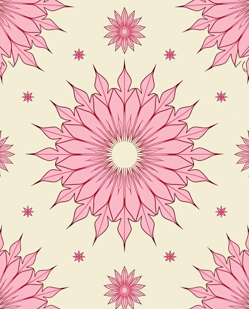 Pink Floral Mandala Pattern Rug