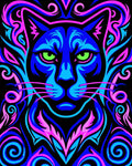 Vibrant Neon Panther With Swirls Rug