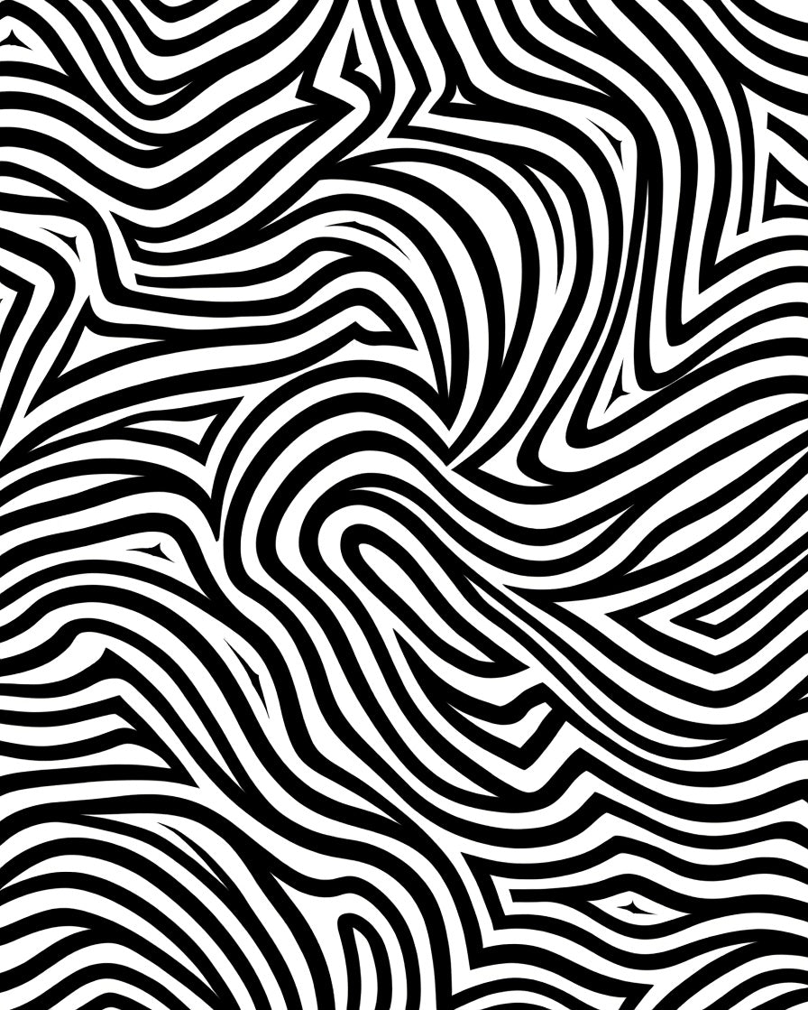 Bold Black White Abstract Waves Rug