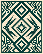 Bold Teal Geometric Diamond Rug
