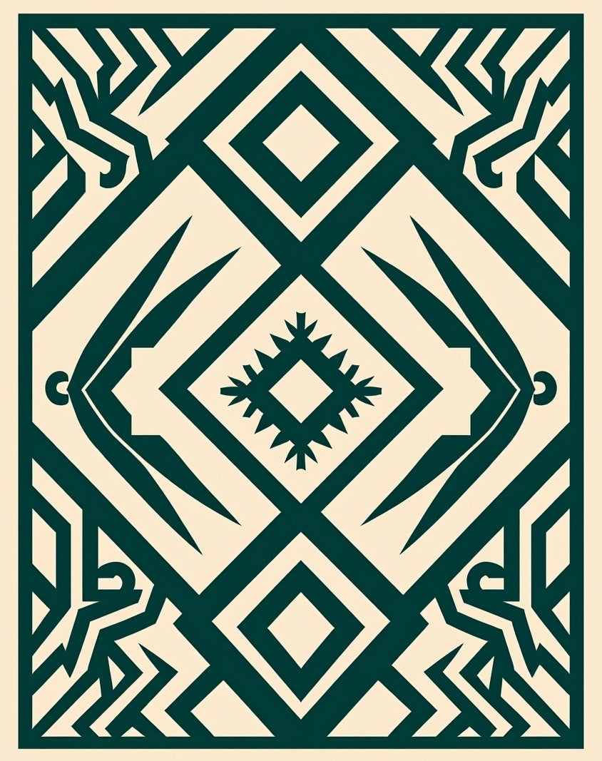 Bold Teal Geometric Diamond Rug