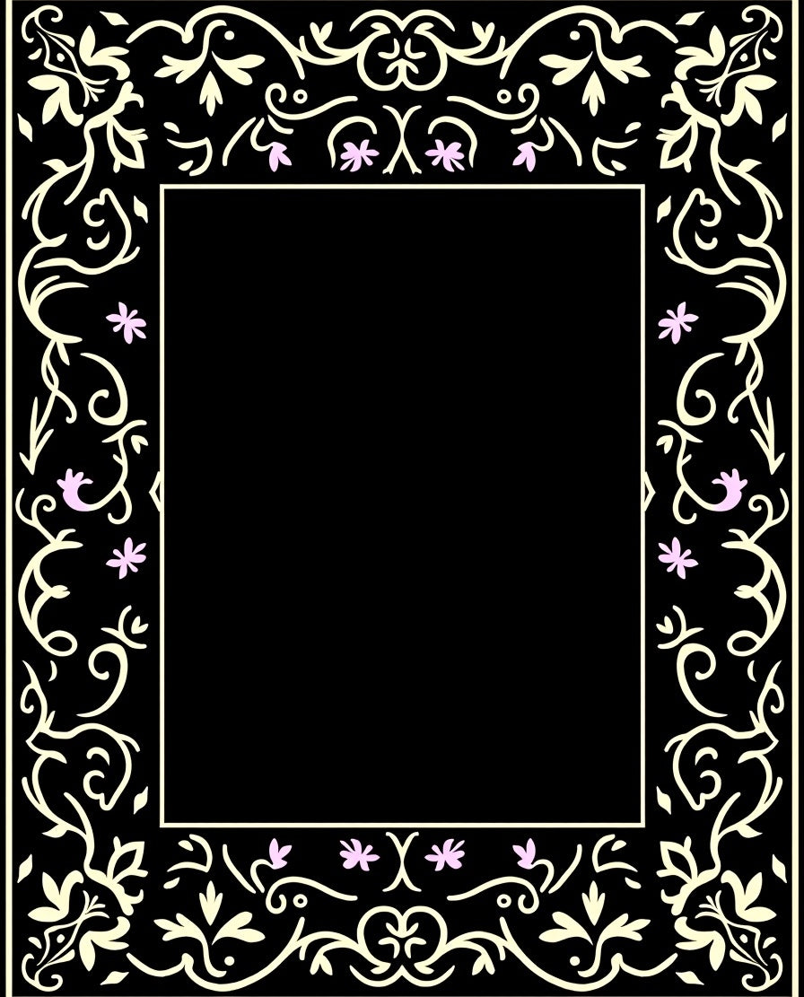 Black Floral With Pink Flower Accents Rug