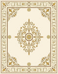Cream Gold Ornate Floral Scroll Design Rug