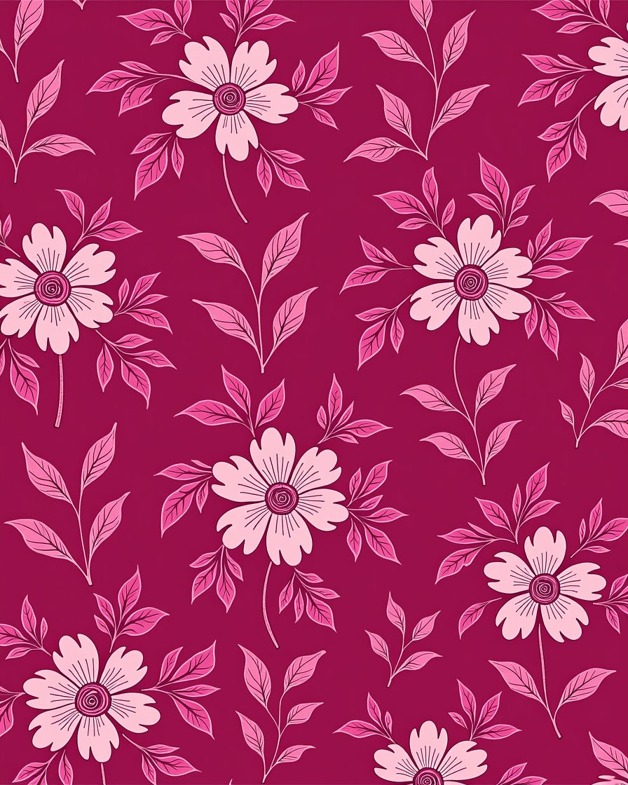 Vibrant Pink Floral Pattern Design Rug