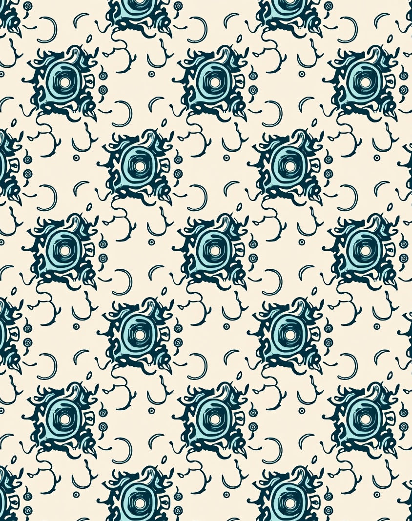 Abstract Teal Swirl Decorative Pattern Rug
