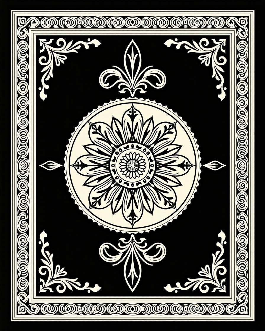 Ornate Floral Inlay Design Rug