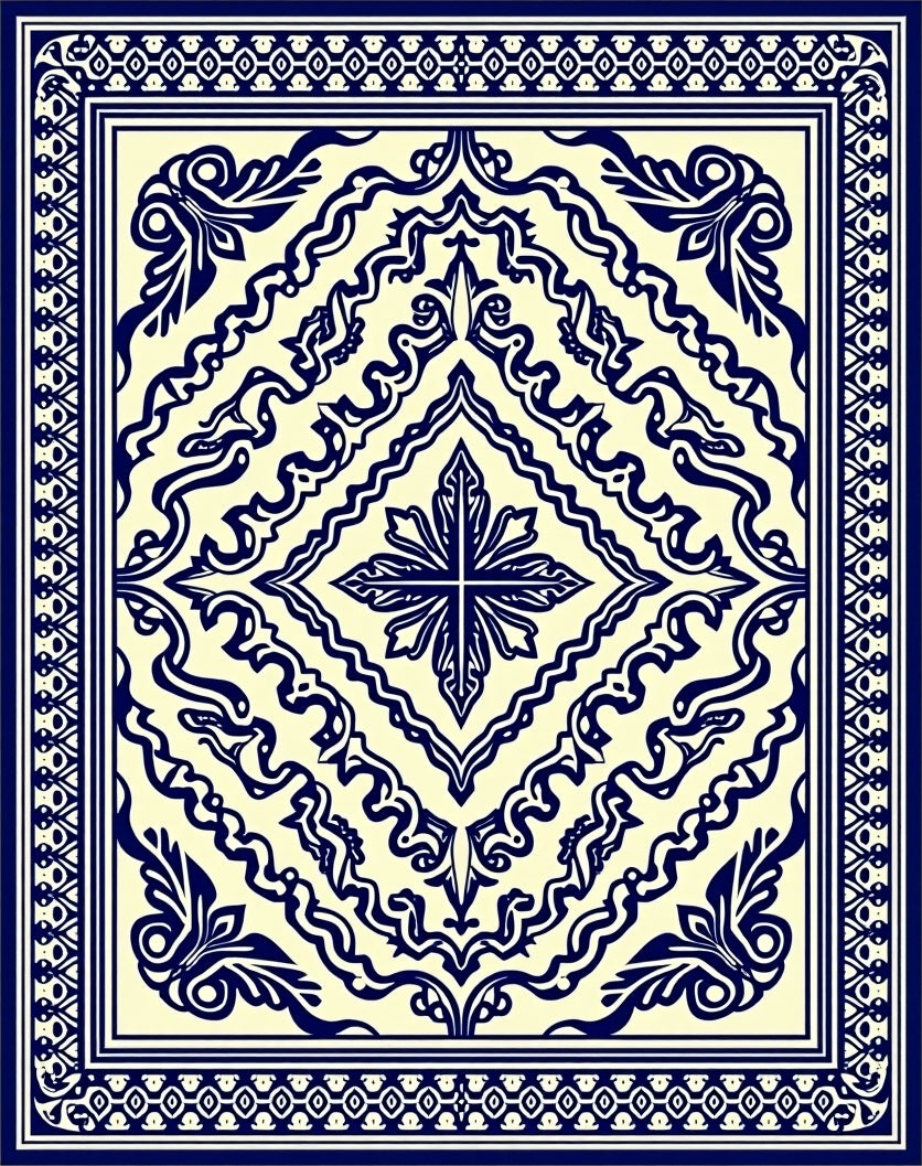 Classic Floral Scrollwork Medallion Design Rug