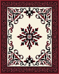 Elegant Red Black Classic Medallion Design Rug