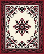 Elegant Red Black Classic Medallion Design Rug