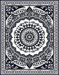 Intricate Black Floral Mandala Design Rug