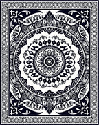 Intricate Black Floral Mandala Design Rug