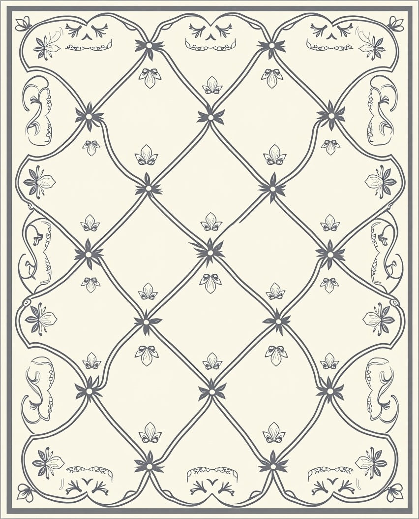 Elegant Floral Lattice Face Pattern Rug