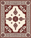 Intricate Red And Cream Symmetry Design Rug