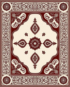 Intricate Red And Cream Symmetry Design Rug
