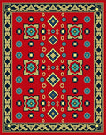 Red Floral Geometric Traditional Pattern Rug