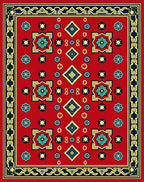 Red Floral Geometric Traditional Pattern Rug