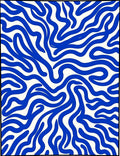 Bold Blue Wavy Abstract Pattern Rug