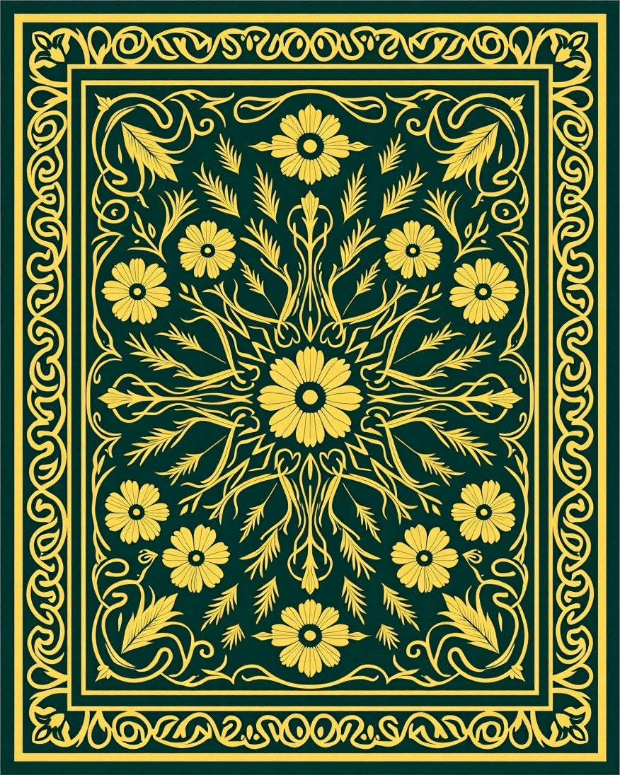Elaborate Floral Medallion Pattern Rug