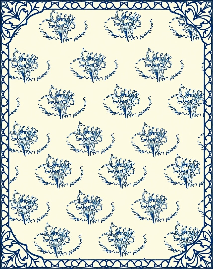 Classic Floral Pattern with Decorative Border Rug