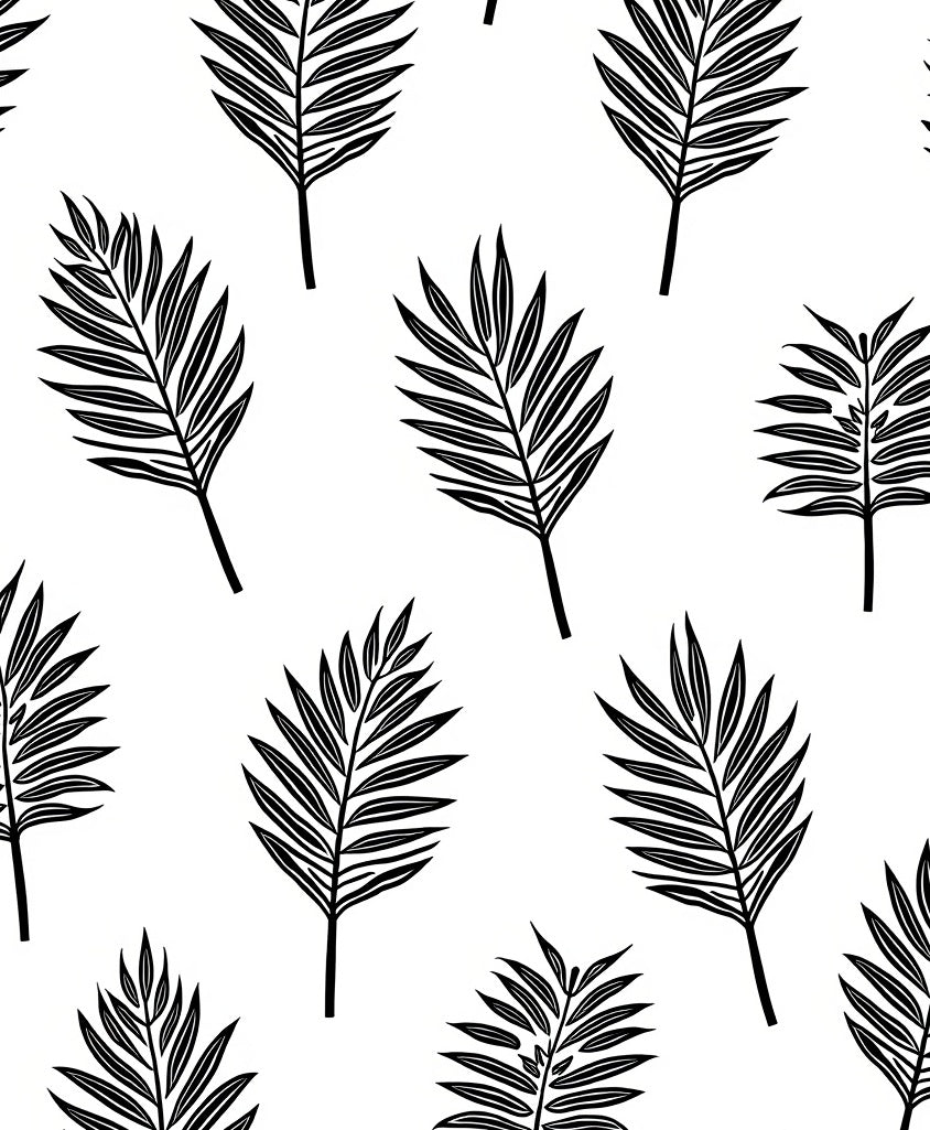 Tropical Leaf Outline Pattern Rug