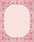Elegant Pink Floral Scroll Border Design Rug