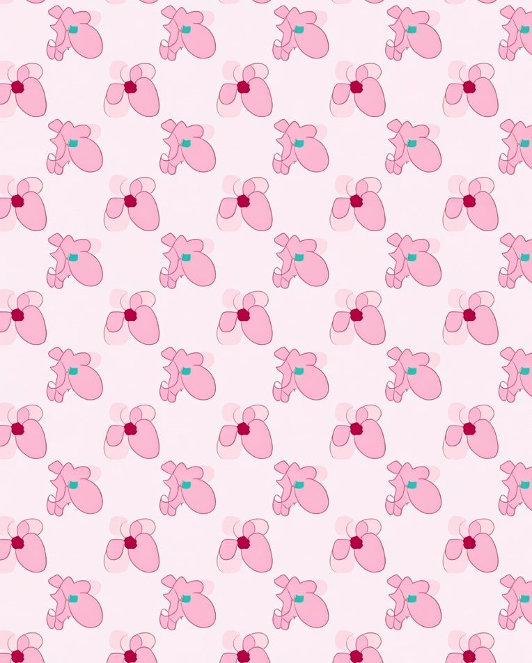 Pink Floral Outline Pattern Rug