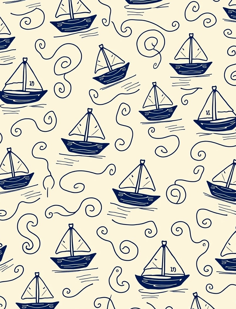 Nautical Sailboat Swirl Pattern Rug