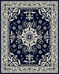 Ornate Floral Border Medallion Pattern Rug