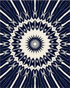 Striking Navy White Starburst Mandala Rug