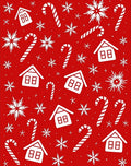 Whimsical Red Snowflake Candy Cane Homes Rug